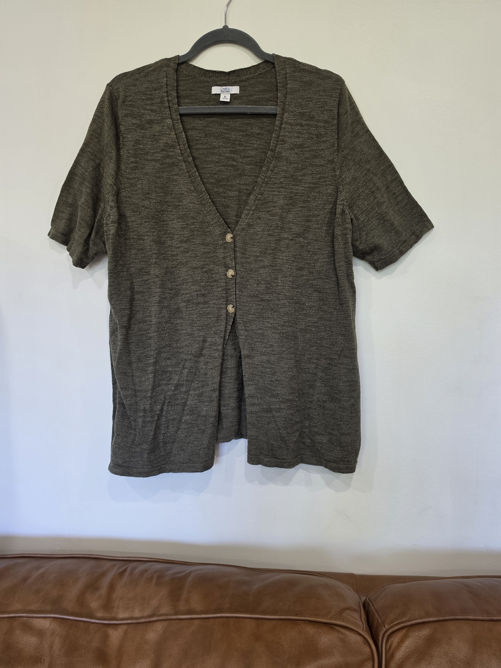 croft & barrow Olive Brown V-Neck Knit Cardigan